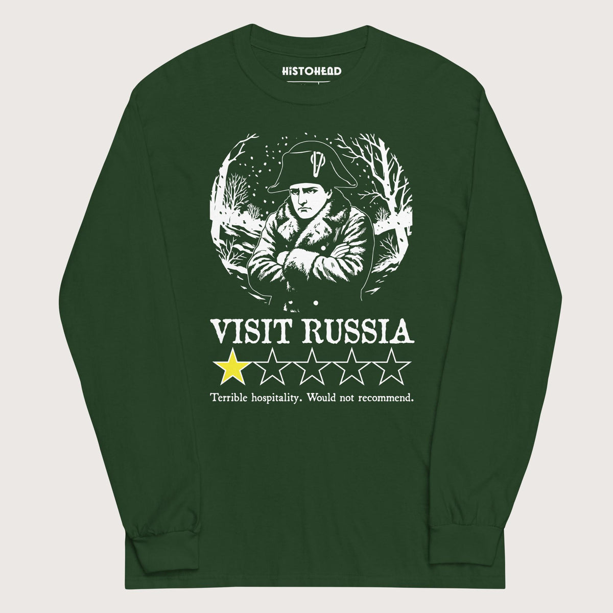 Forest Green Napoleon Visit Russia Review - Long Sleeve - history buff gift by HistoHead
