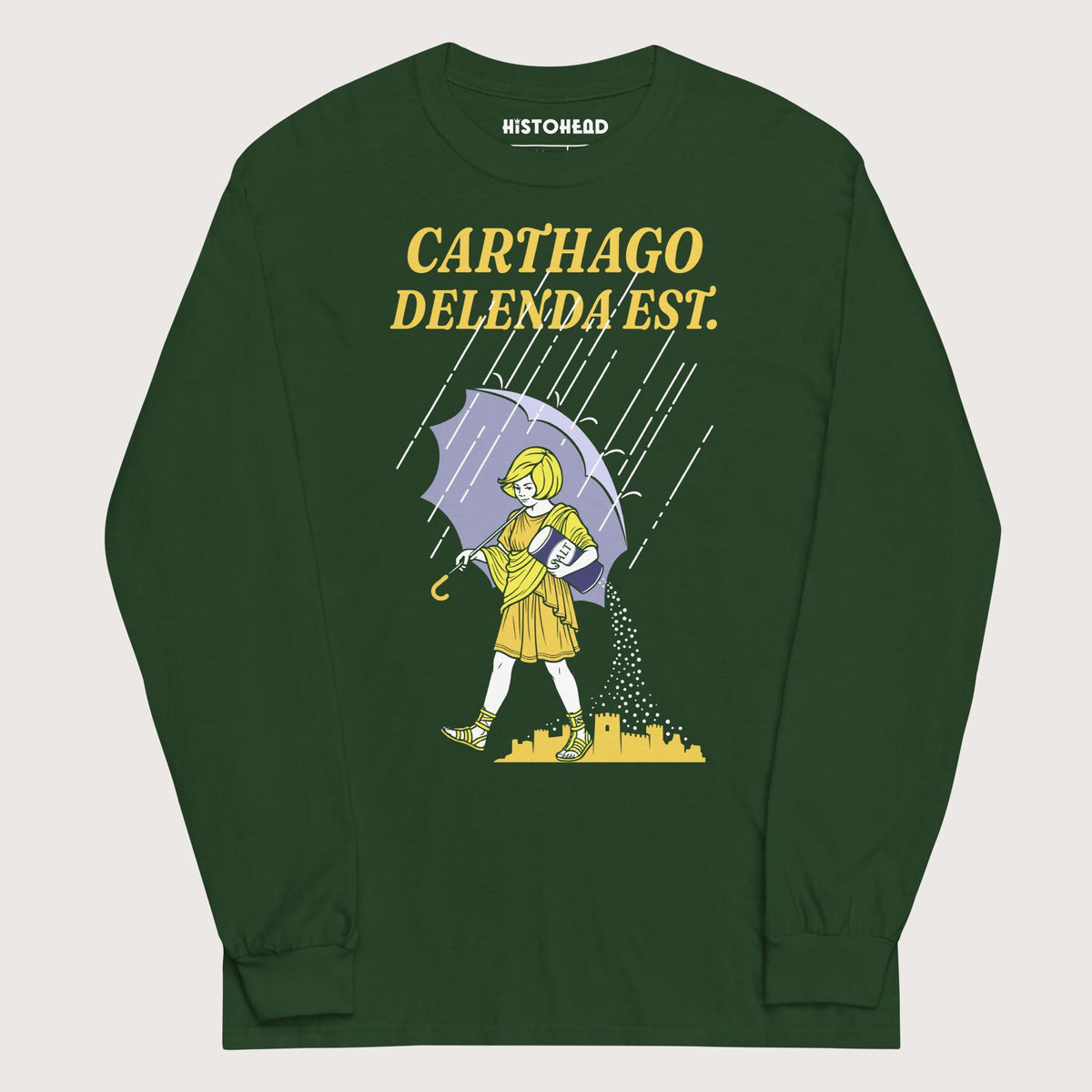 Forest Green Carthago Delenda Est Salt Girl - Long Sleeve - history buff gift by HistoHead