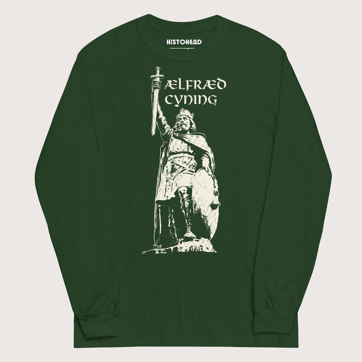 Forest Green Alfred the Great - Long Sleeve - history buff gift by HistoHead