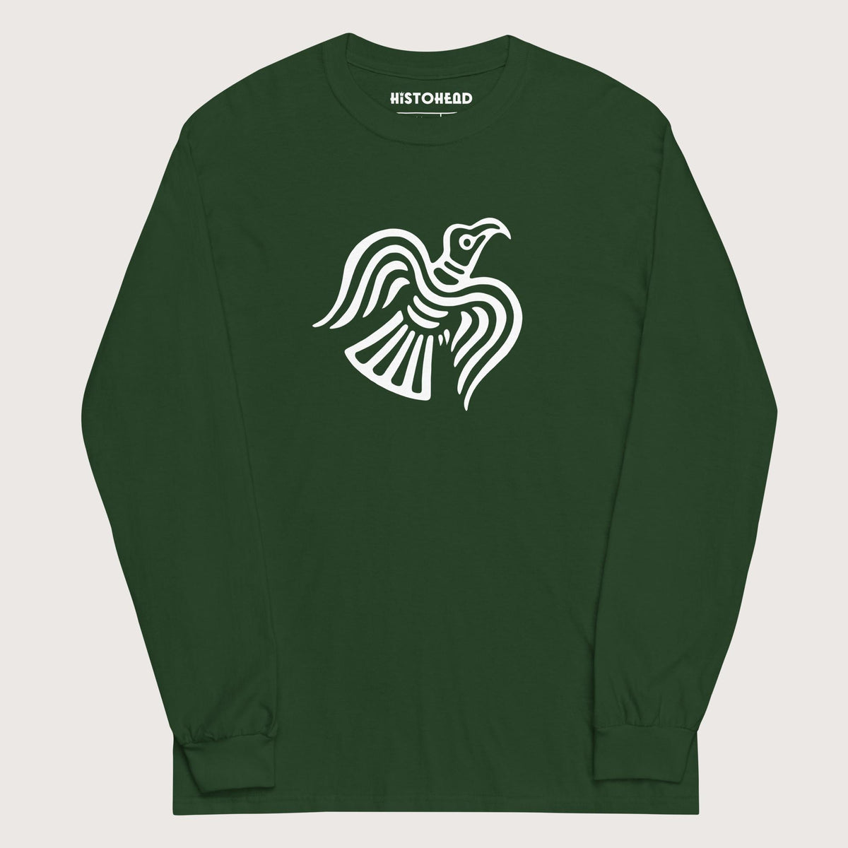 Forest Green Viking Raven Symbol - Long Sleeve - history buff gift by HistoHead