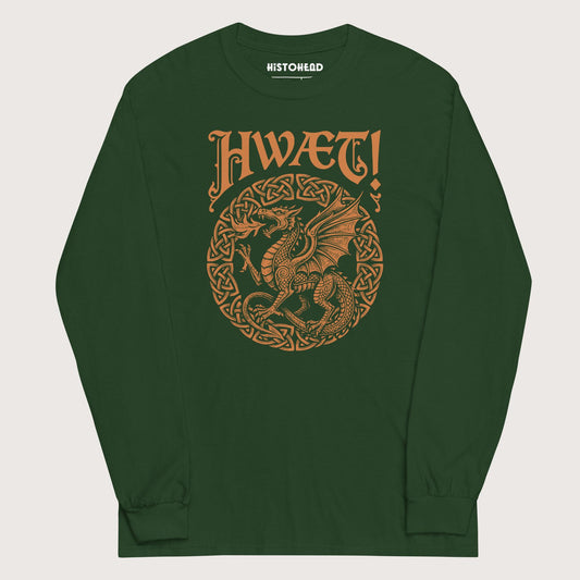 Forest Green Hwaet Dragon - Long Sleeve - history buff gift by HistoHead