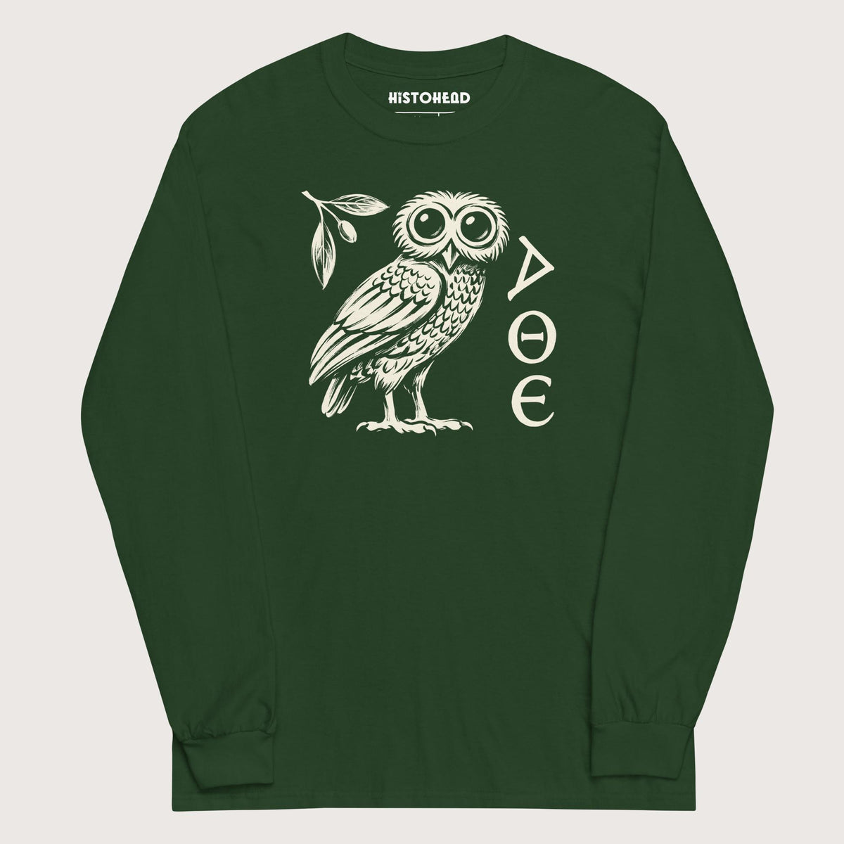 Forest Green Owl of Athena - Long Sleeve - history buff gift by HistoHead