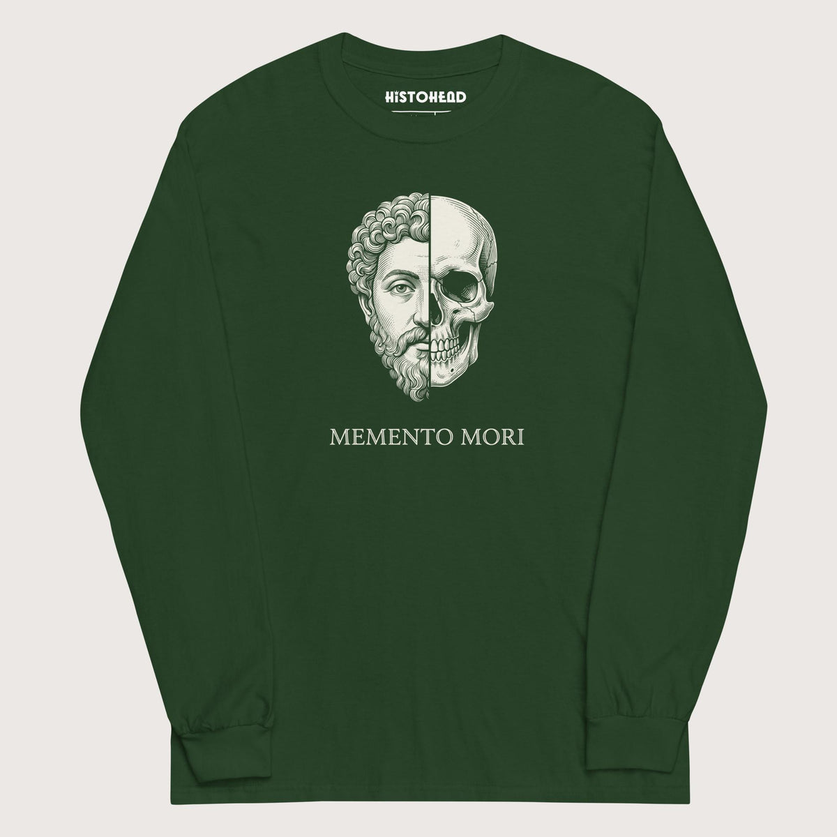 Forest Green Marcus Aurelius Skull - Long Sleeve - history buff gift by HistoHead