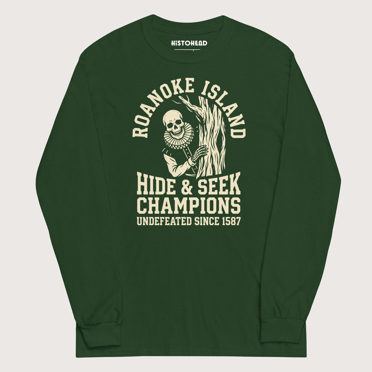 Forest Green Roanoke Island Hide & Seek - Long Sleeve - history buff gift by HistoHead