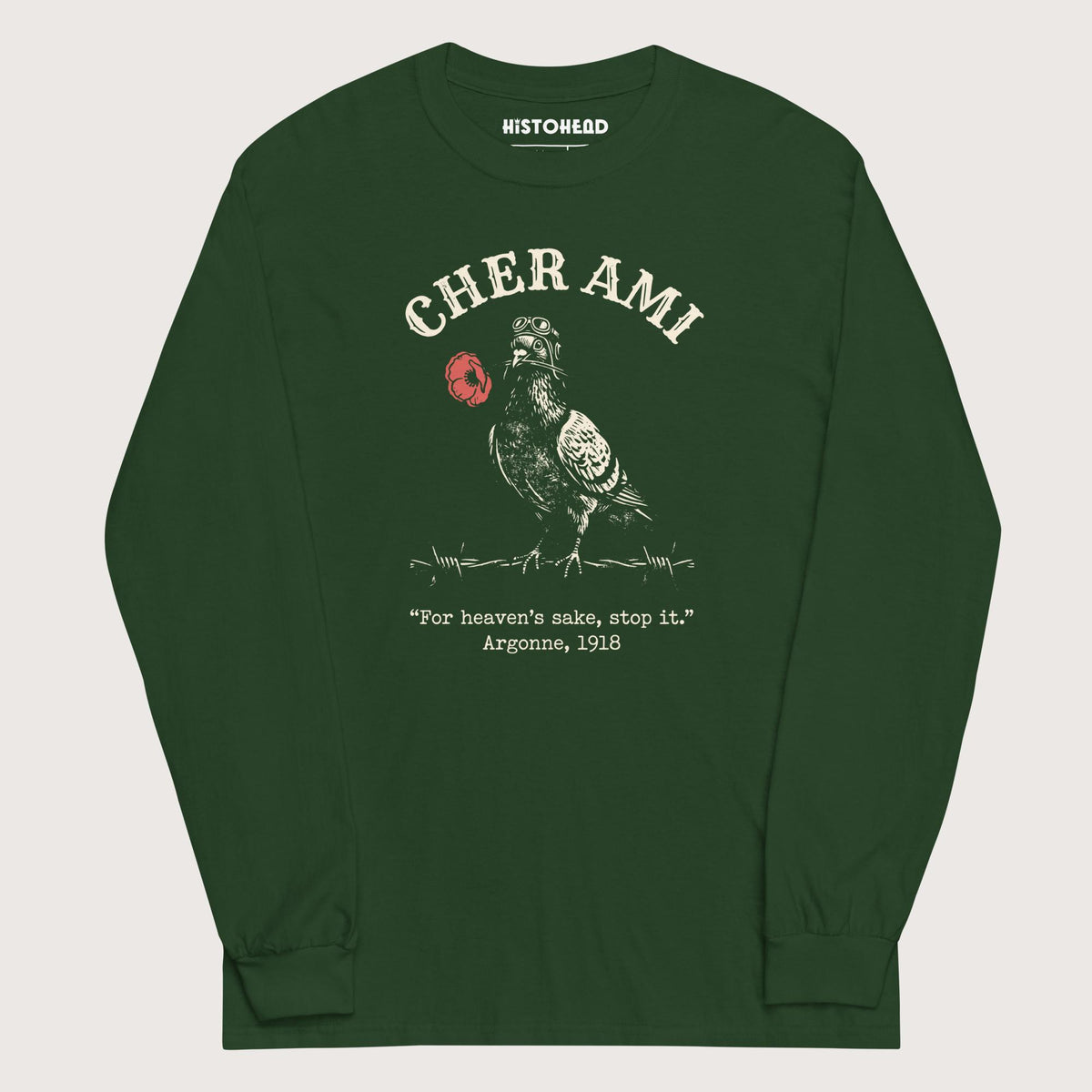 Forest Green Cher Ami - Long Sleeve - history buff gift by HistoHead