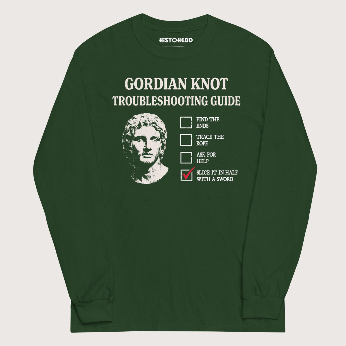 Forest Green Alexander's Gordian Knot Guide - Long Sleeve - history buff gift by HistoHead