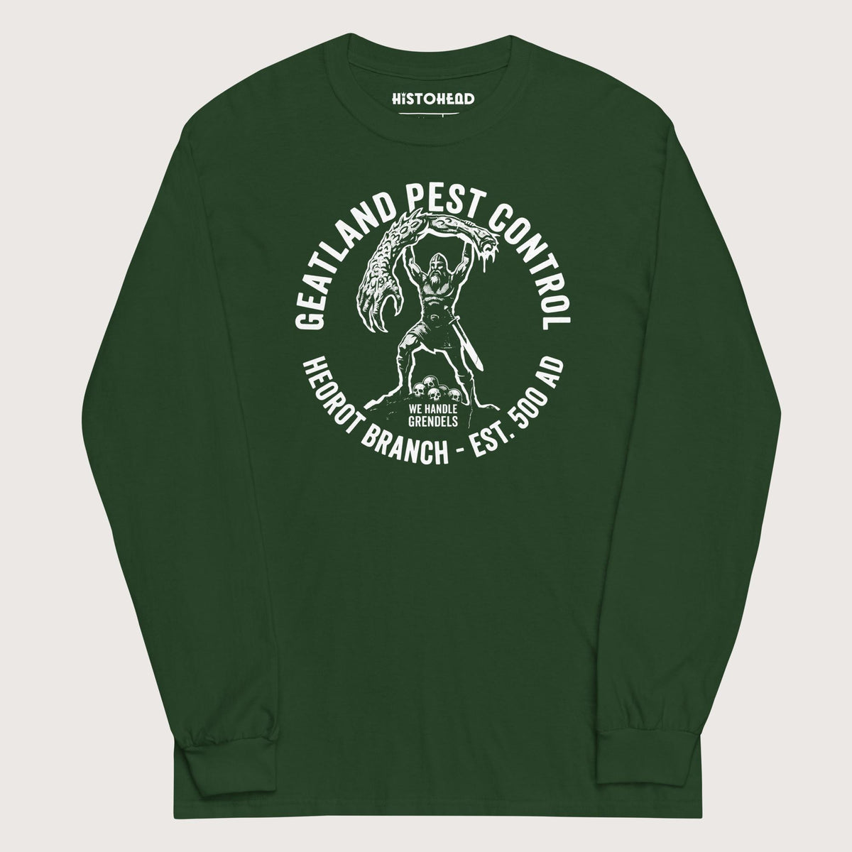 Forest Green Geatland Pest Control - Long Sleeve - history buff gift by HistoHead