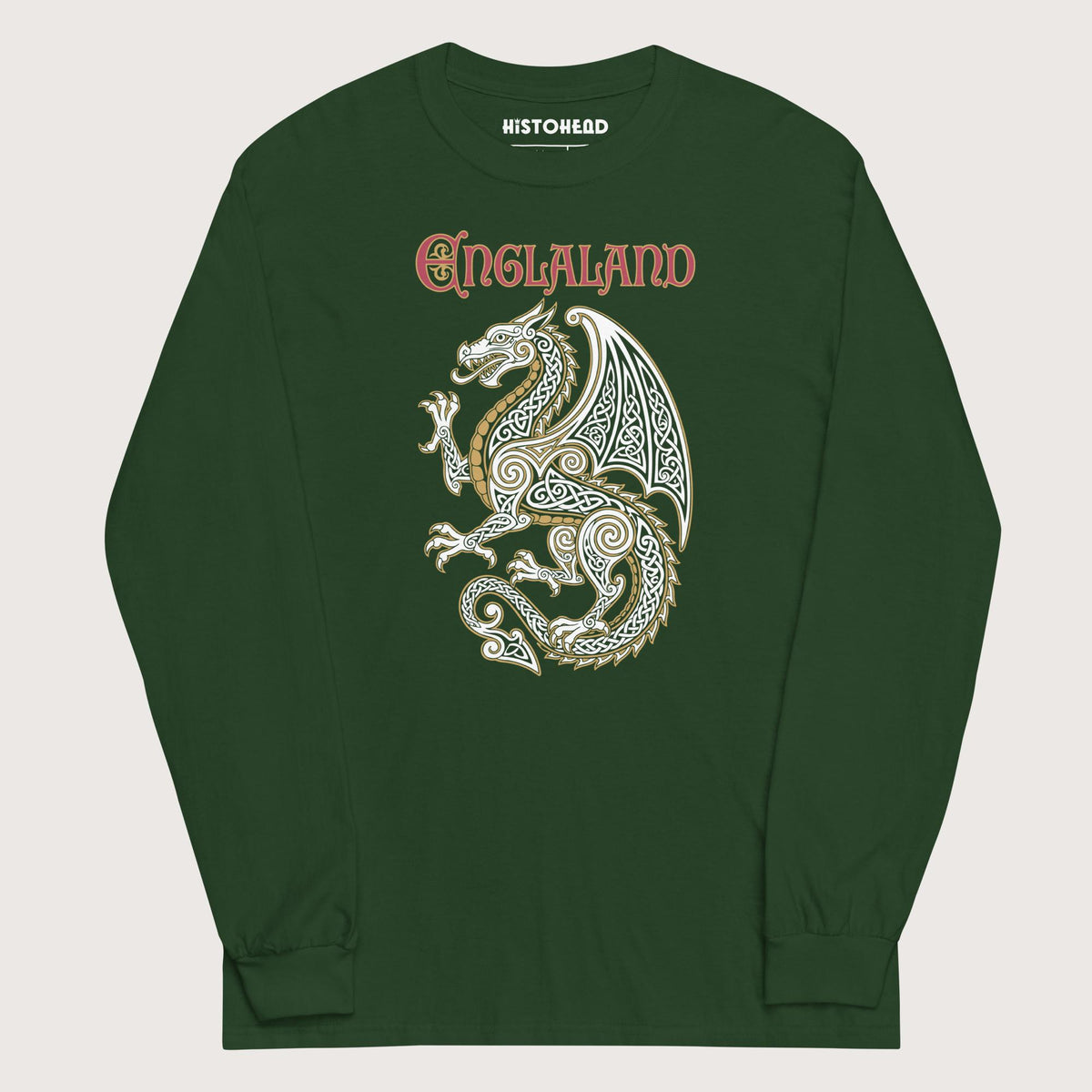 Forest Green Englaland Dragon - Long Sleeve - history buff gift by HistoHead