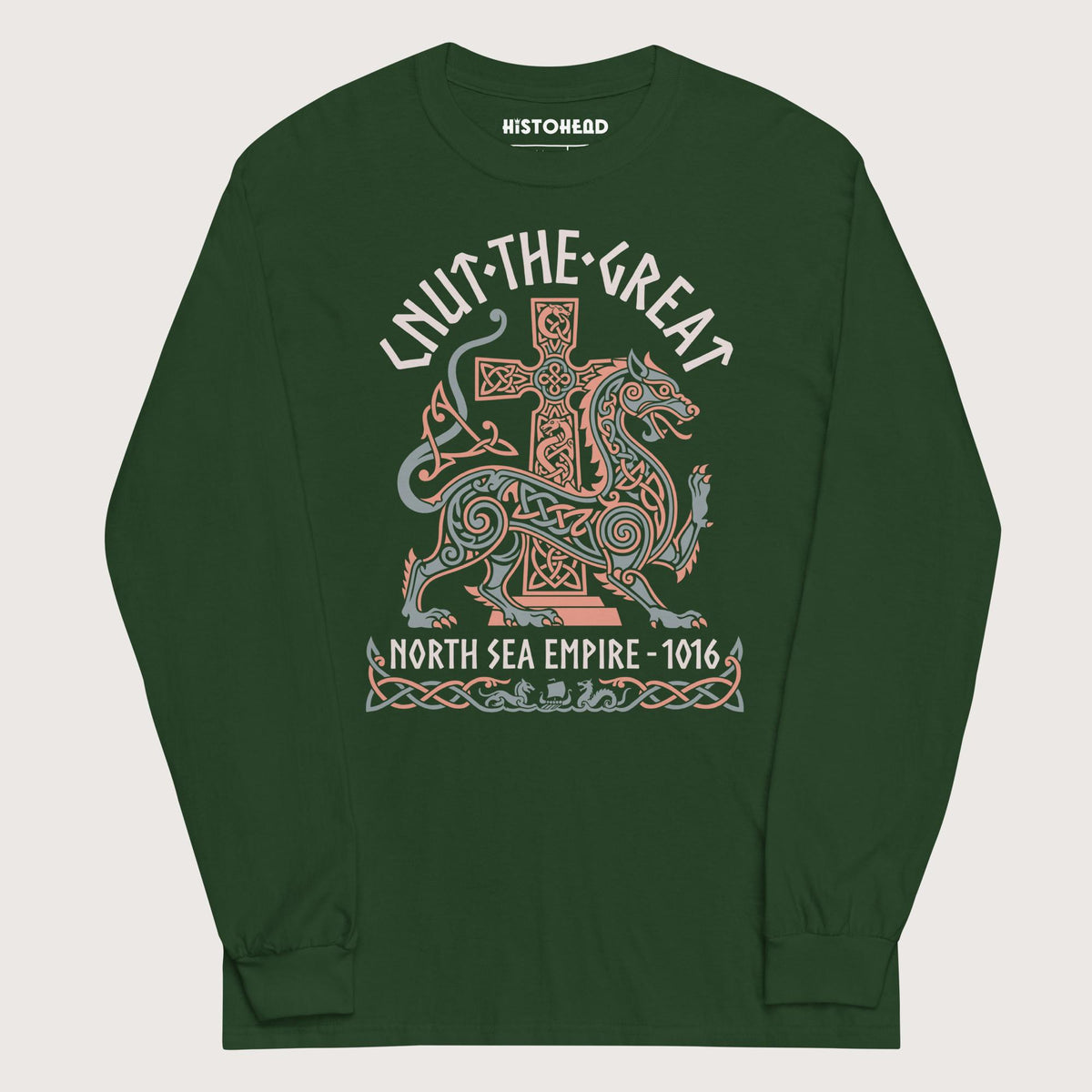 Forest Green Cnut the Great - Long Sleeve - history buff gift by HistoHead