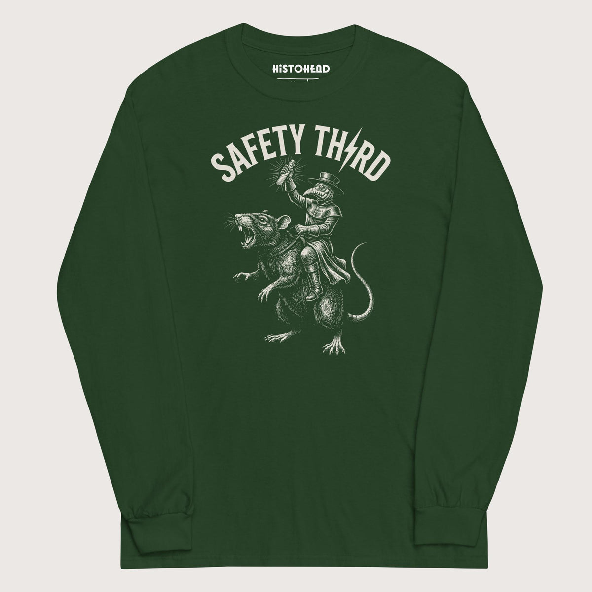 Forest Green Plague Doctor Safety Third - Long Sleeve - history buff gift by HistoHead
