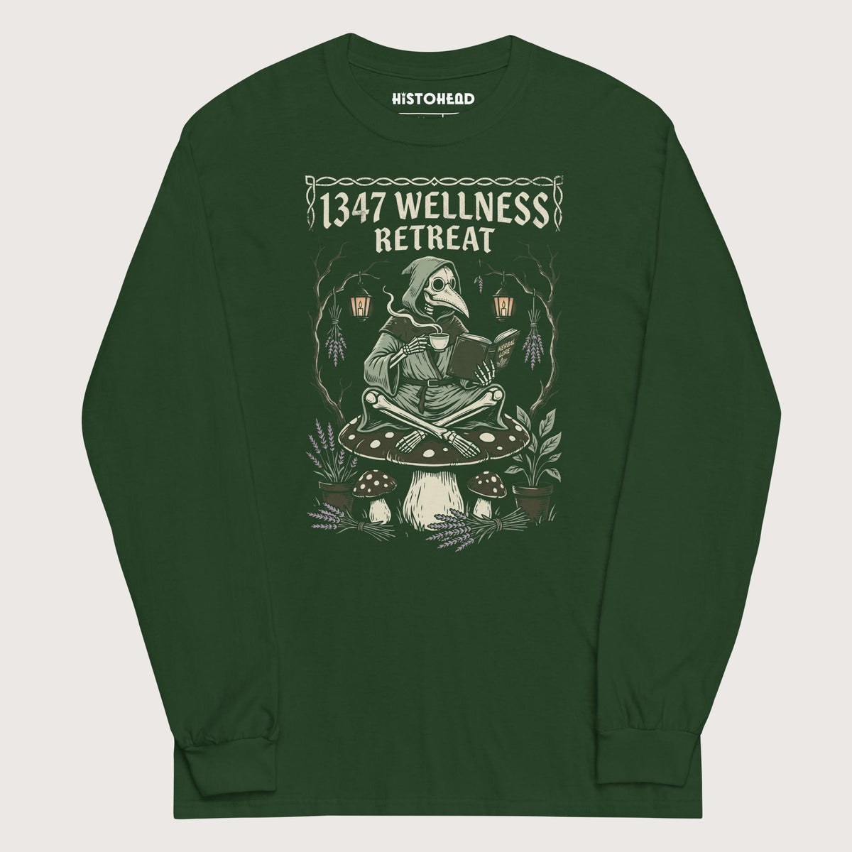 Forest Green Plague Doctor Wellness Retreat - Long Sleeve - history buff gift by HistoHead