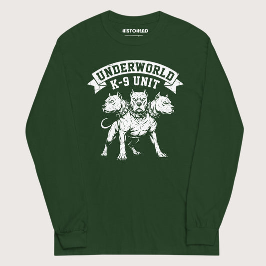 Forest Green Cerberus Underworld K-9 Unit - Long Sleeve - history buff gift by HistoHead