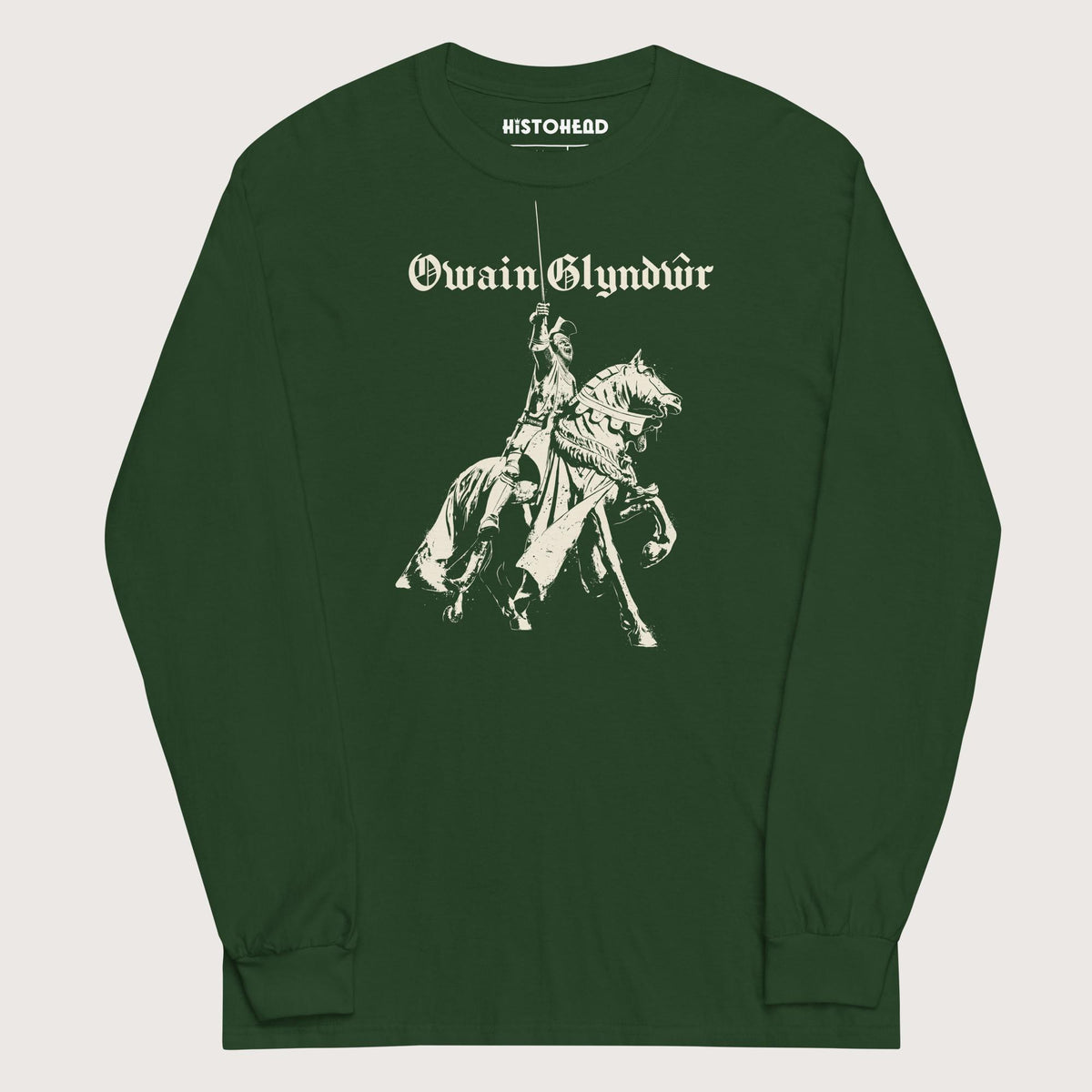Forest Green Owain Glyndŵr Statue - Long Sleeve - history buff gift by HistoHead