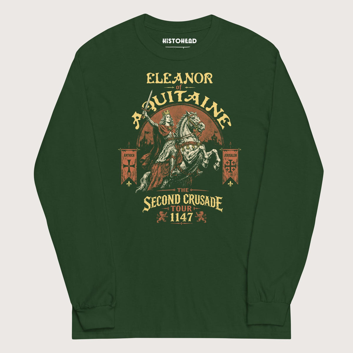 Forest Green Eleanor of Aquitaine Second Crusade Tour - Long Sleeve - history buff gift by HistoHead
