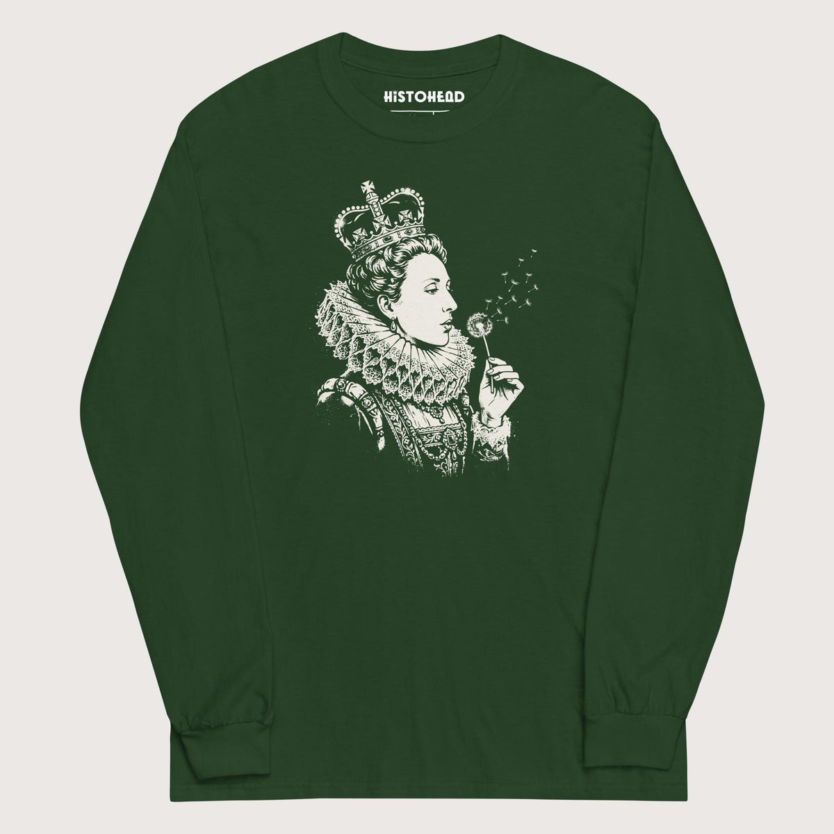 Forest Green Elizabeth I Blowing Wishes - Long Sleeve - history buff gift by HistoHead