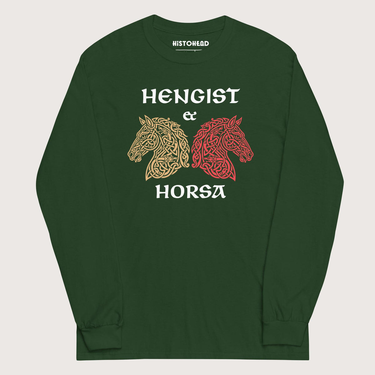 Forest Green Hengist and Horsa - Long Sleeve - history buff gift by HistoHead