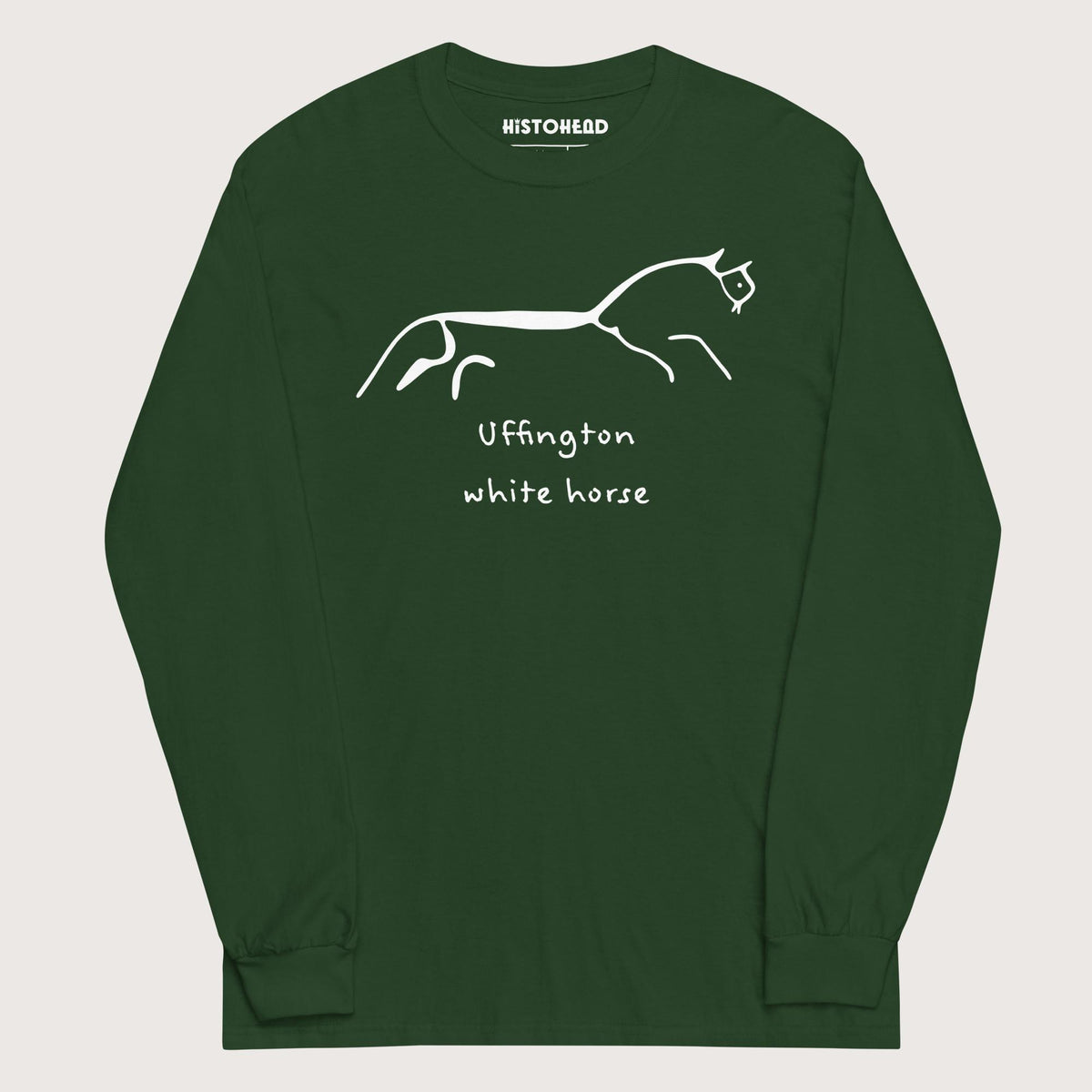Forest Green Uffington White Horse - Long Sleeve - history buff gift by HistoHead