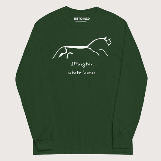 Forest Green Uffington White Horse - Long Sleeve - history buff gift by HistoHead