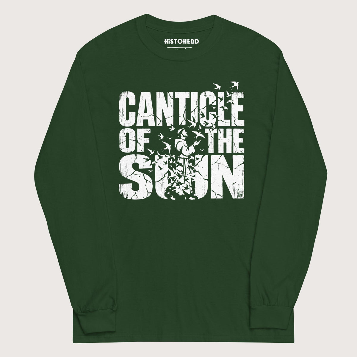 Forest Green Canticle of the Sun Saint Francis of Assisi Birds - Long Sleeve - history buff gift by HistoHead