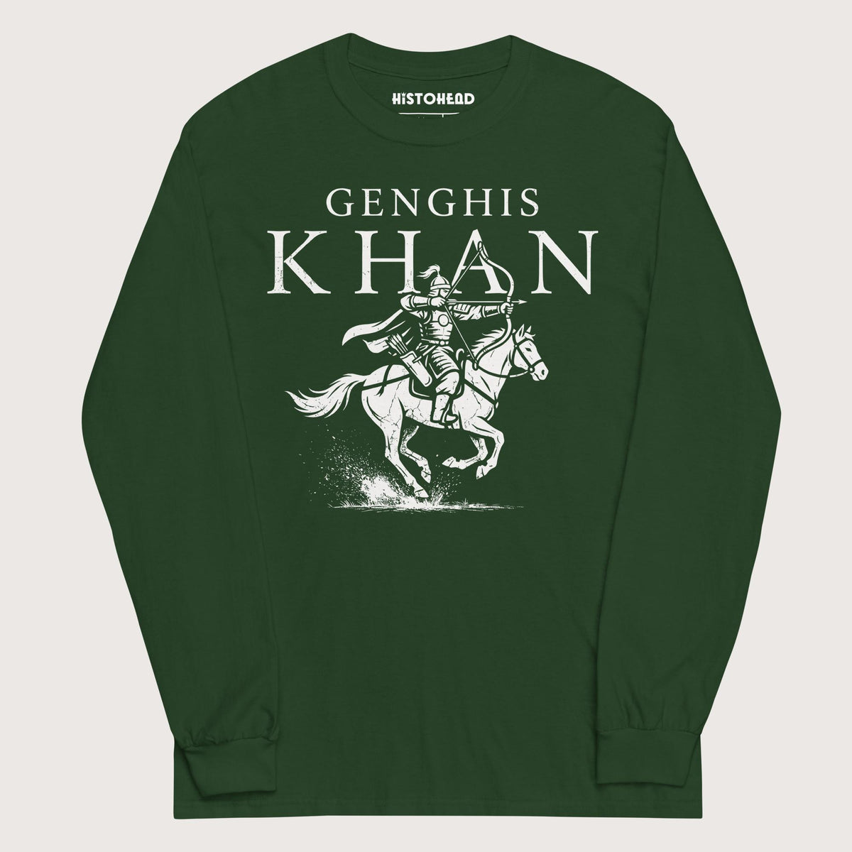 Forest Green Genghis Khan - Long Sleeve - history buff gift by HistoHead