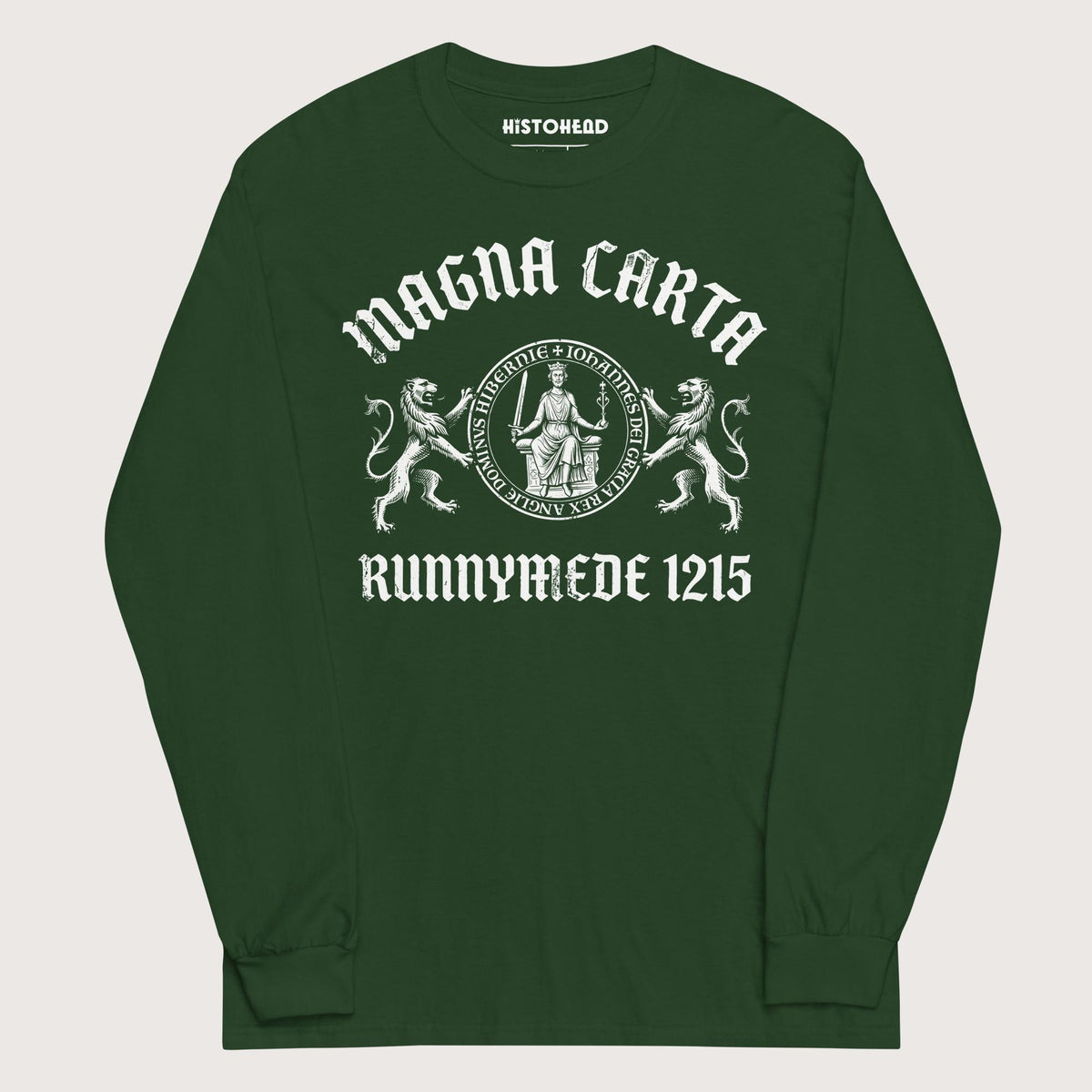 Forest Green Magna Carta King John Seal - Long Sleeve - history buff gift by HistoHead
