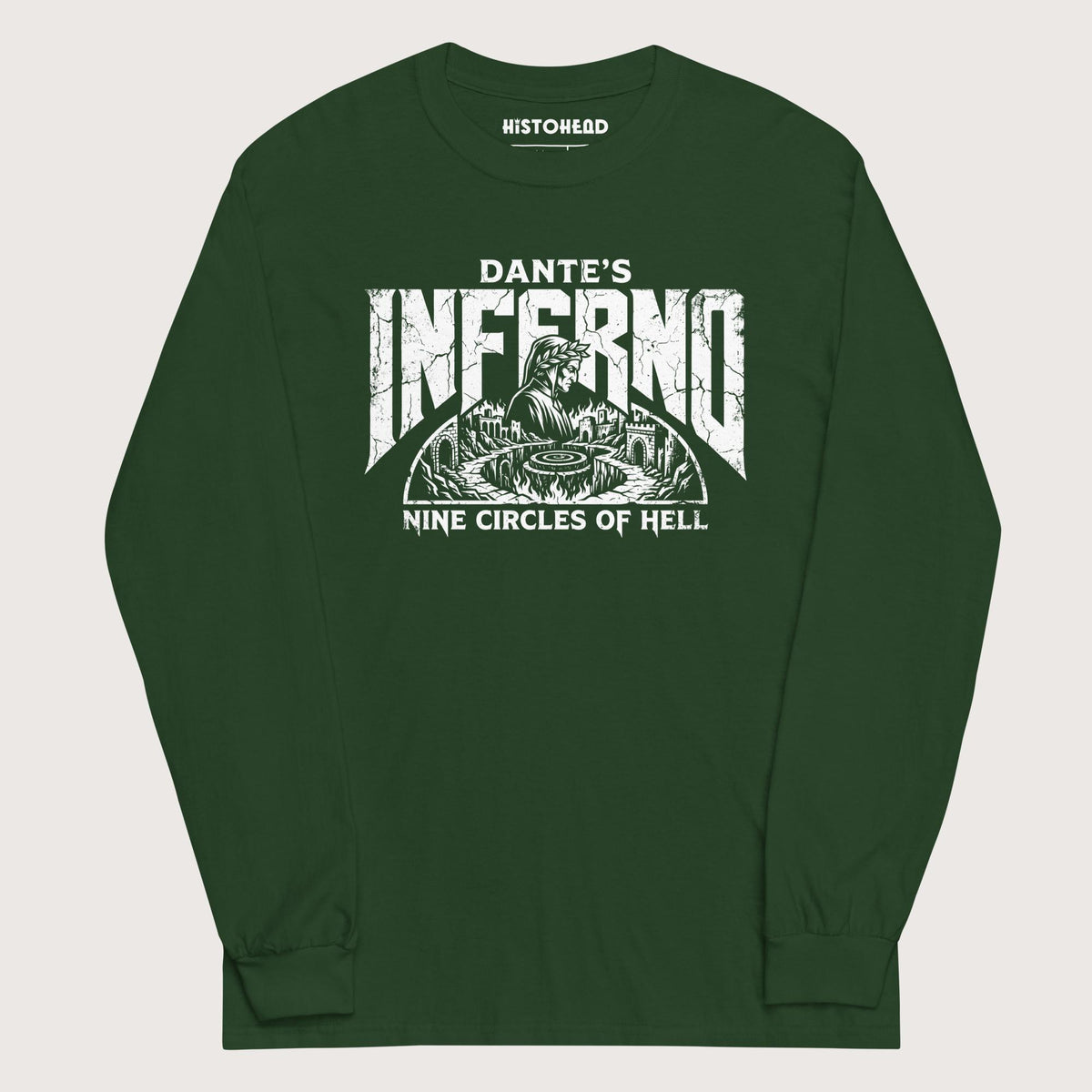Forest Green Dante's Inferno - Long Sleeve - history buff gift by HistoHead