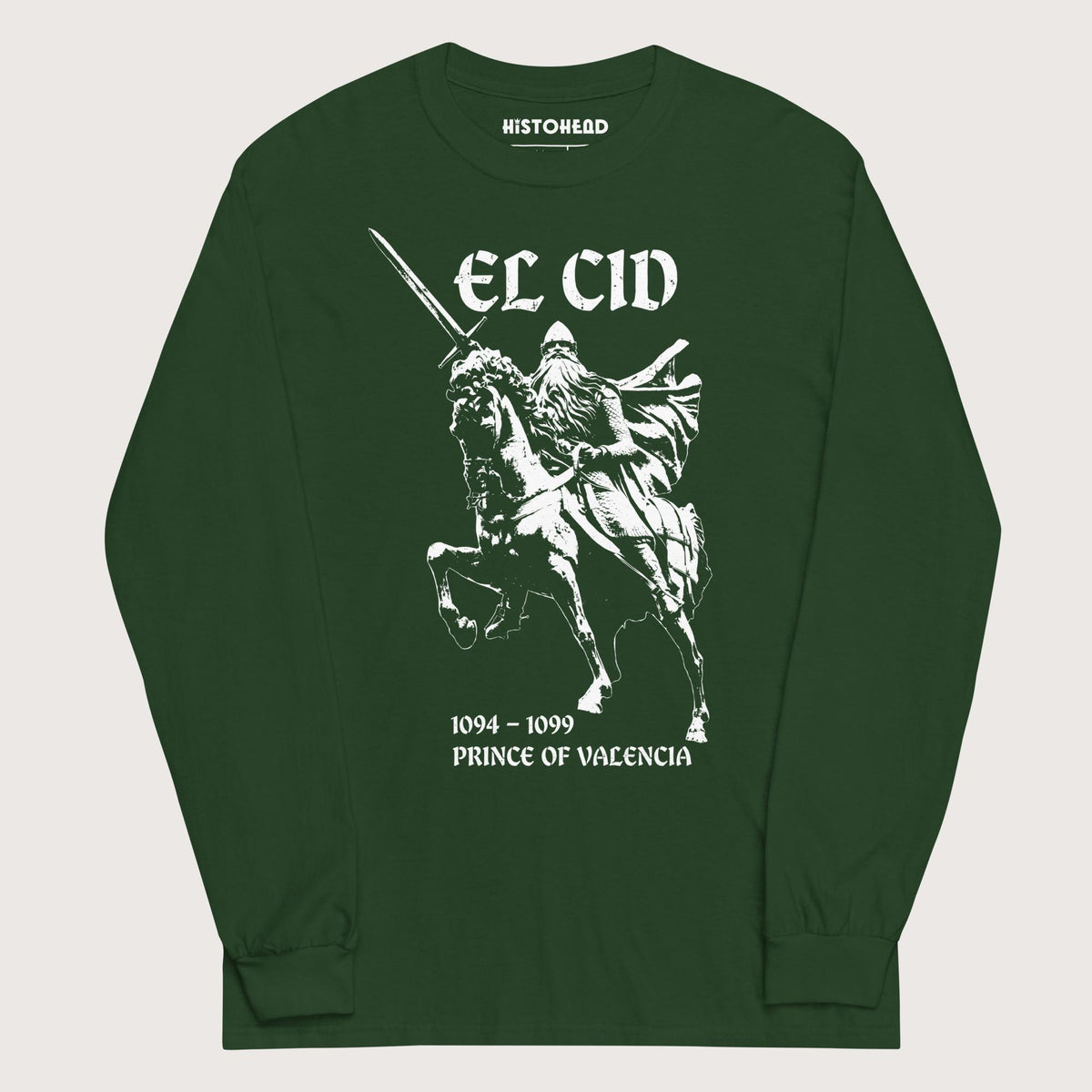 Forest Green El Cid Prince of Valencia - Long Sleeve - history buff gift by HistoHead