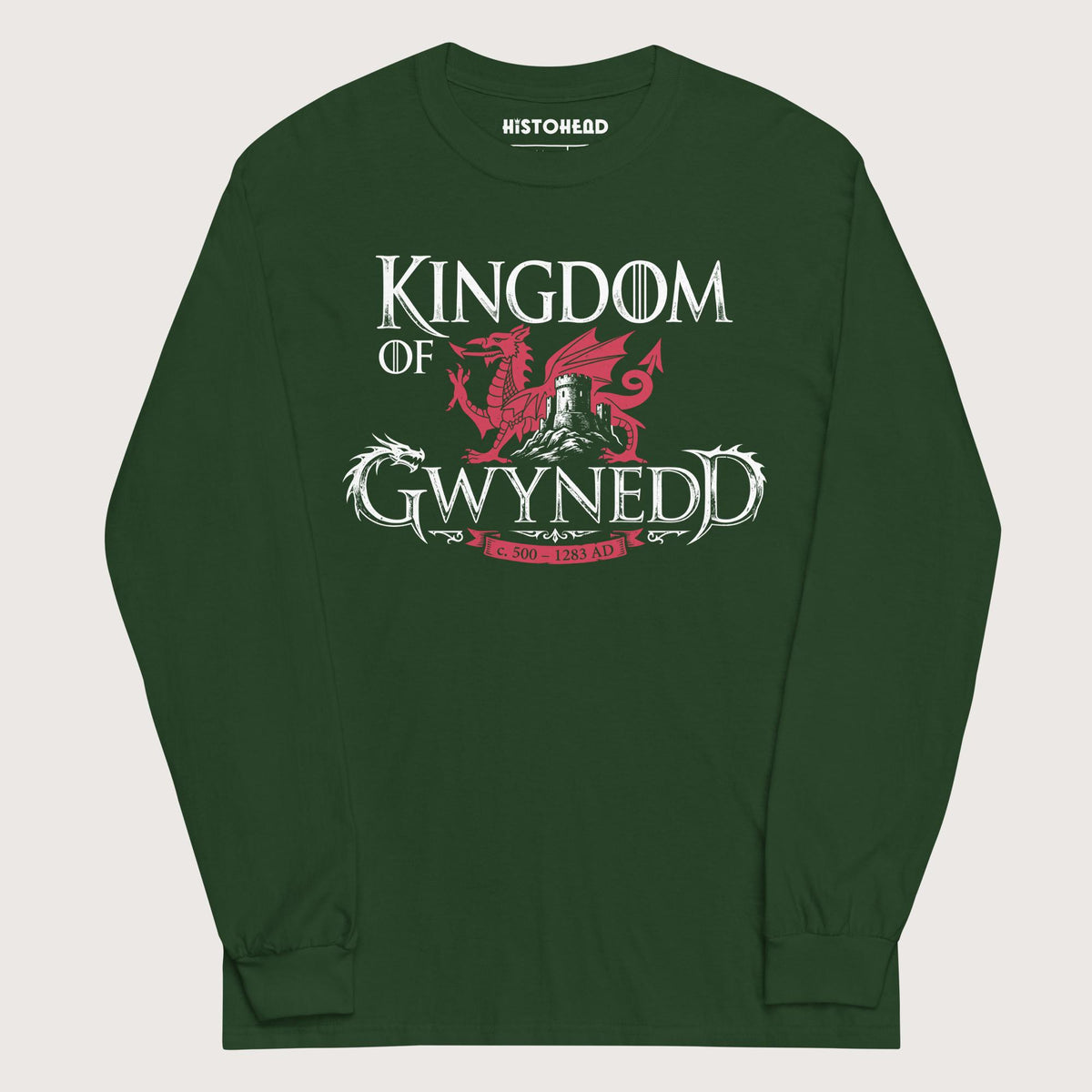 Forest Green Kingdom of Gwynedd - Long Sleeve - history buff gift by HistoHead