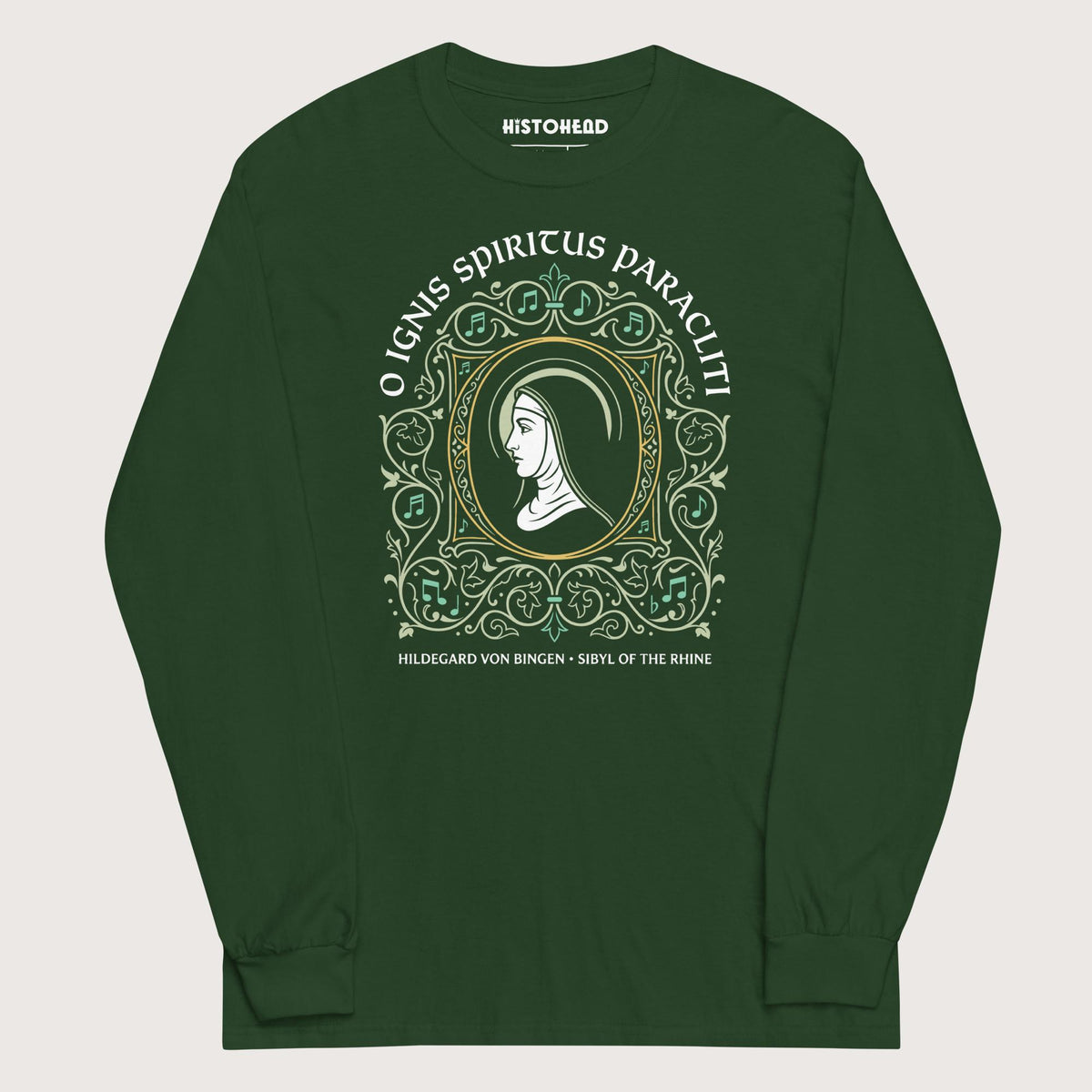 Forest Green Hildegard von Bingen - Long Sleeve - history buff gift by HistoHead