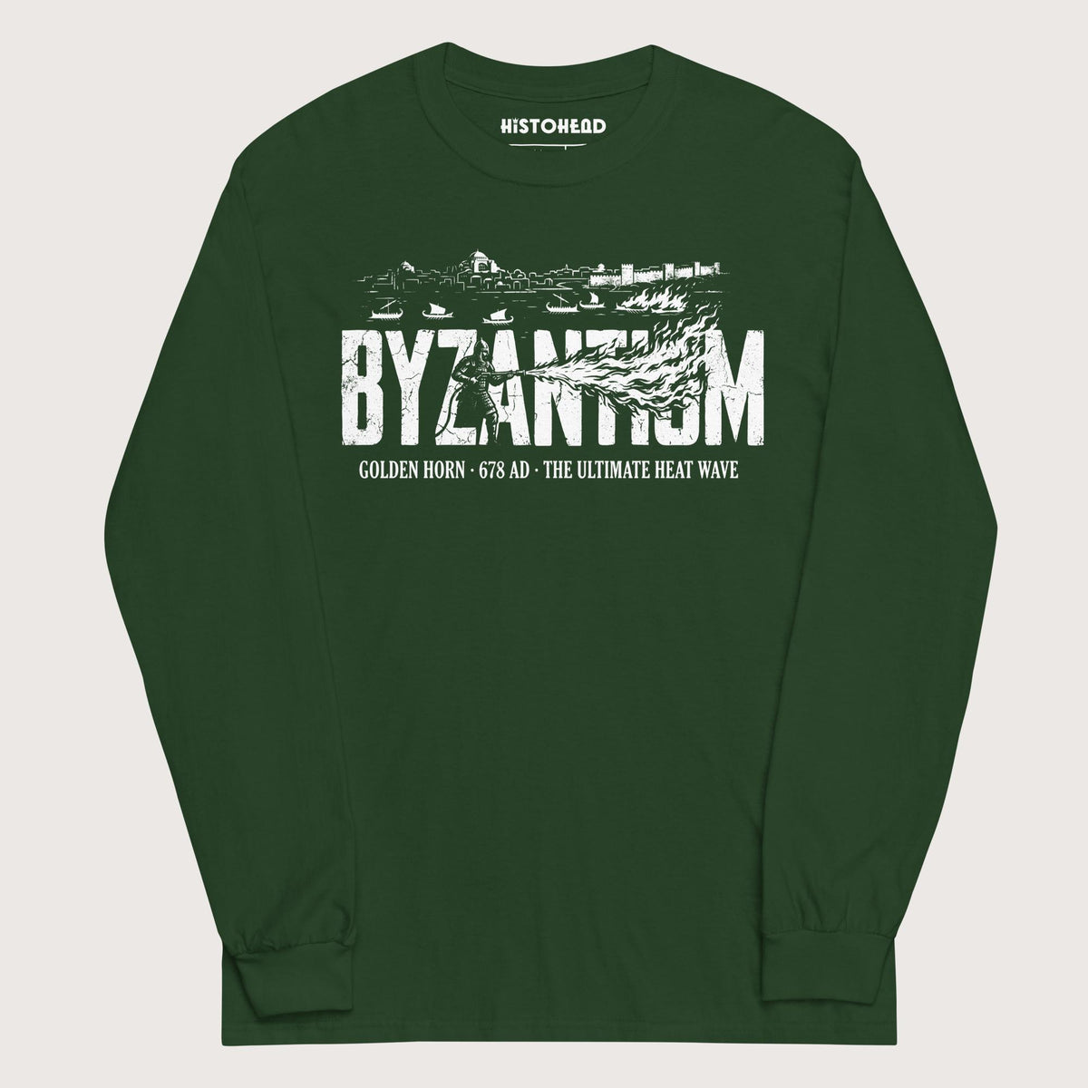 Forest Green Greek Fire 678 - Long Sleeve - history buff gift by HistoHead