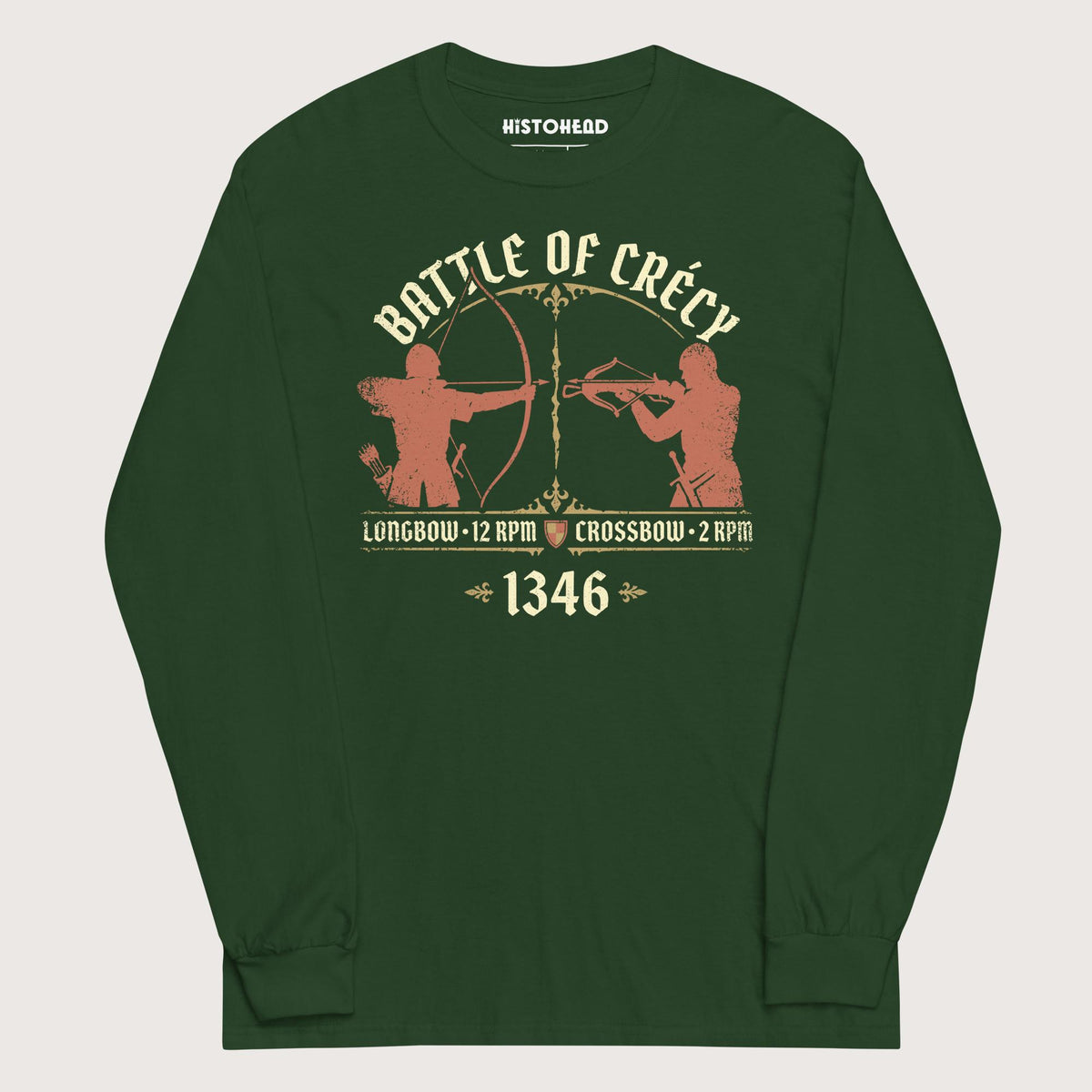 Forest Green Battle of Crecy 1346 - Long Sleeve - history buff gift by HistoHead