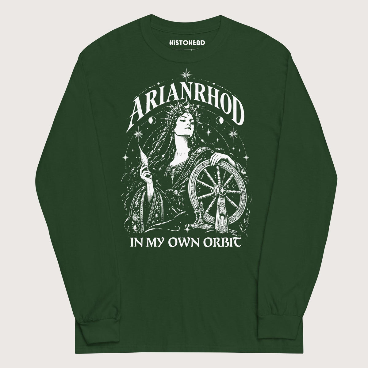 Forest Green Arianrhod In My Own Orbit - Long Sleeve - history buff gift by HistoHead
