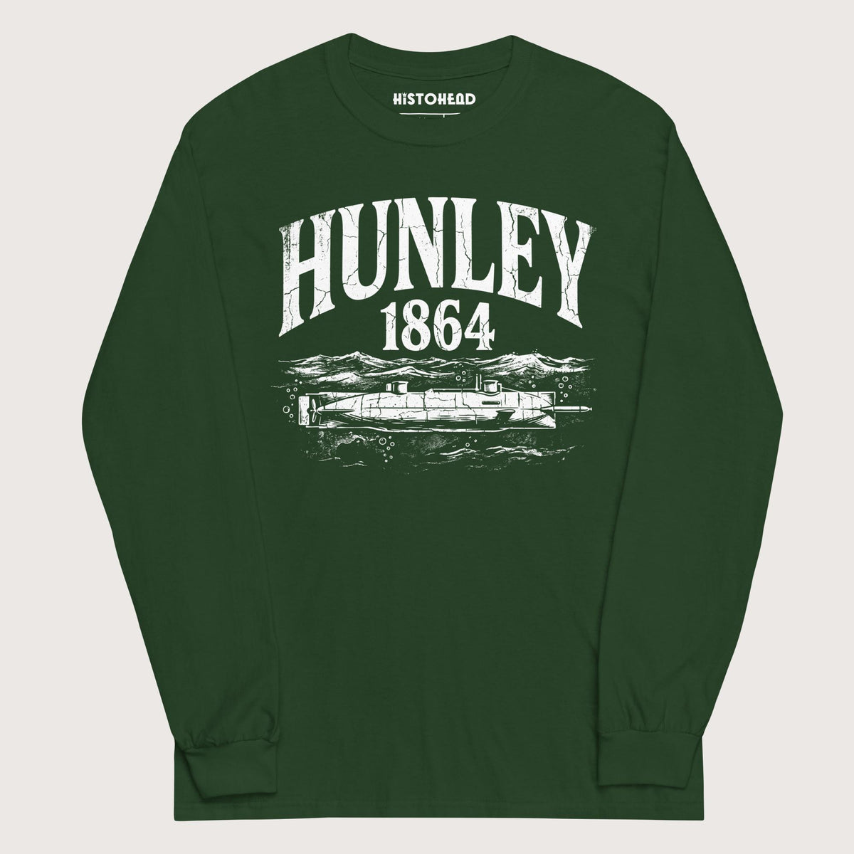 Forest Green Hunley Submarine - Long Sleeve - history buff gift by HistoHead