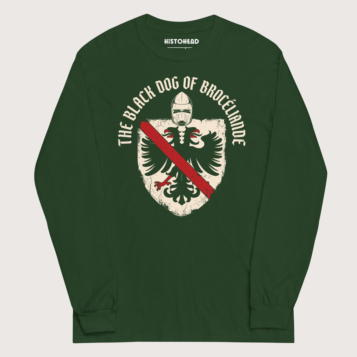 Forest Green Du Guesclin The Black Dog of Brocéliande - Long Sleeve - history buff gift by HistoHead