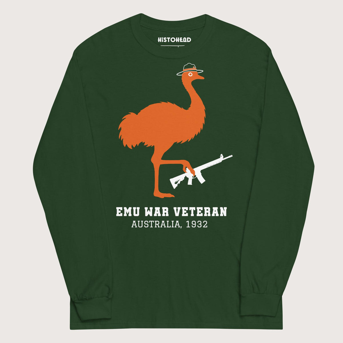 Forest Green Emu War Veteran - Long Sleeve - history buff gift by HistoHead