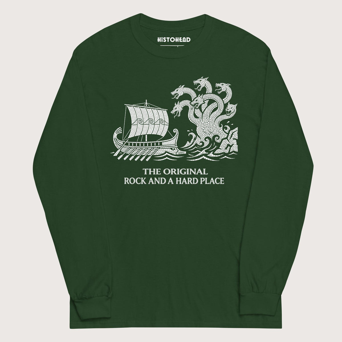 Forest Green Odyssey Rock and a Hard Place - Long Sleeve - history buff gift by HistoHead