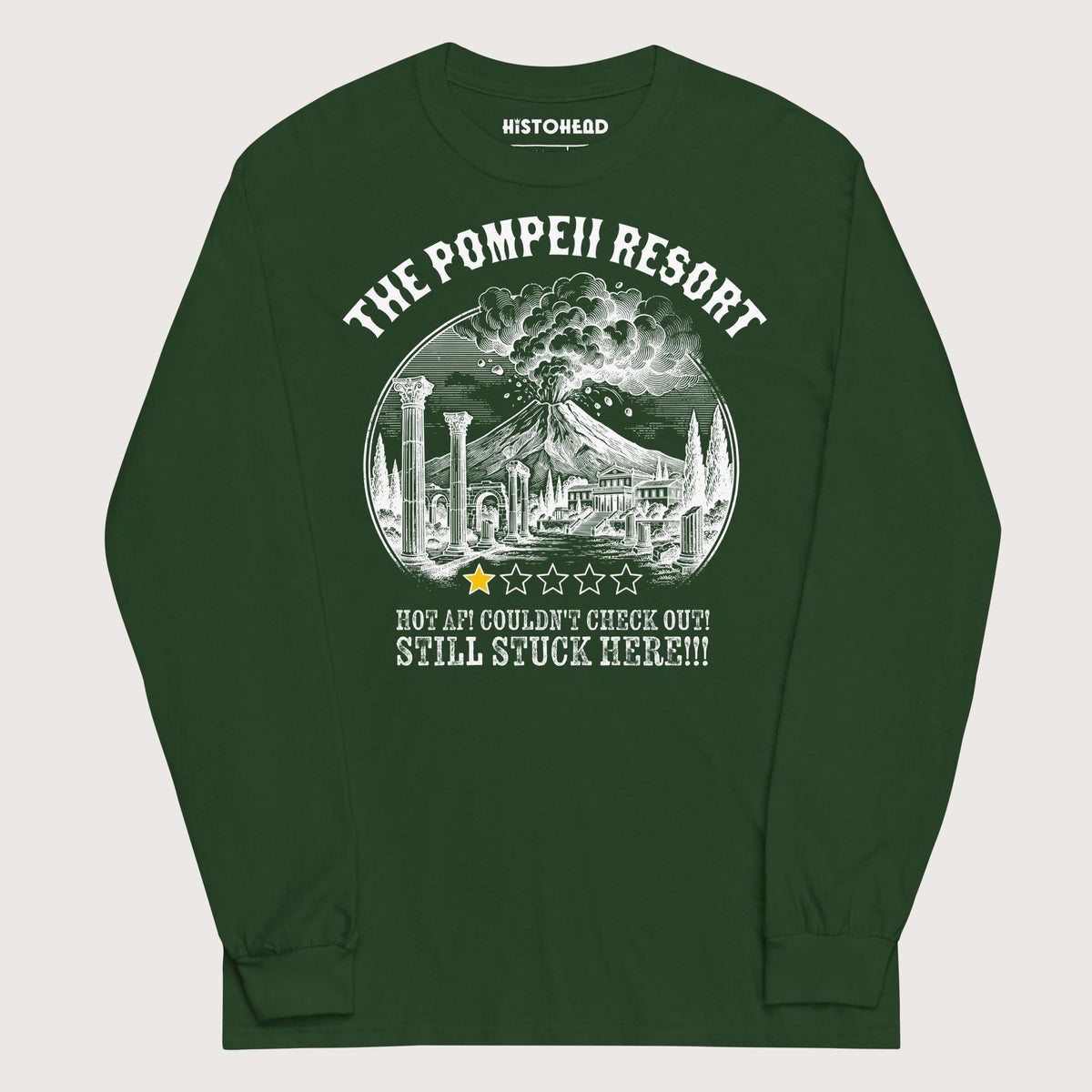 Forest Green The Pompeii Resort Review - Long Sleeve - history buff gift by HistoHead