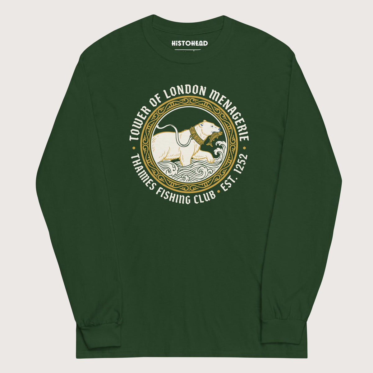 Forest Green Tower Of London Menagerie Thames Fishing Club - Long Sleeve - history buff gift by HistoHead