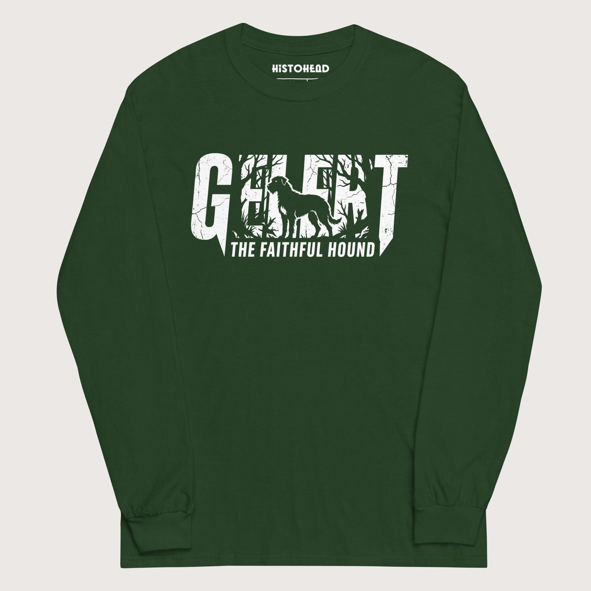 Forest Green Gelert The Faithful Hound - Long Sleeve - history buff gift by HistoHead
