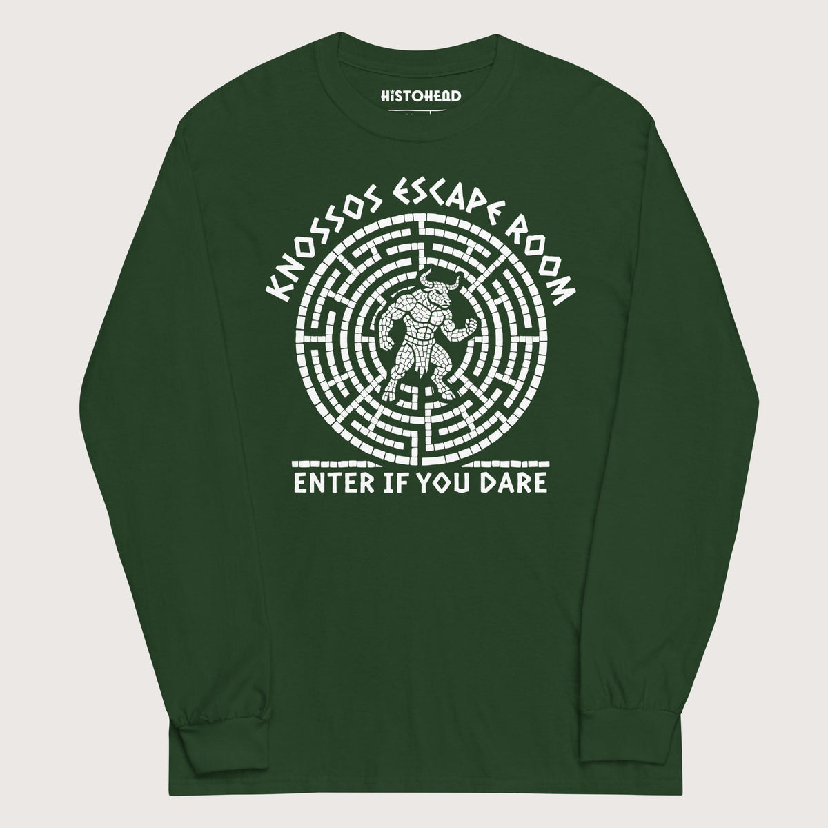 Forest Green Knossos Escape Room Enter If You Dare - Long Sleeve - history buff gift by HistoHead