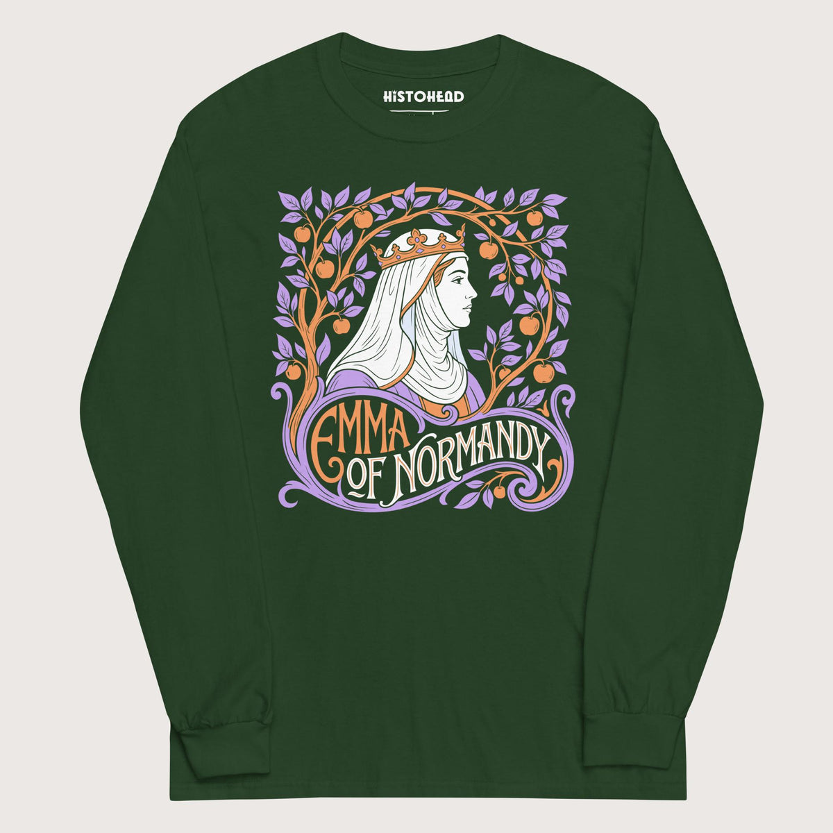 Forest Green Emma Of Normandy - Long Sleeve - history buff gift by HistoHead