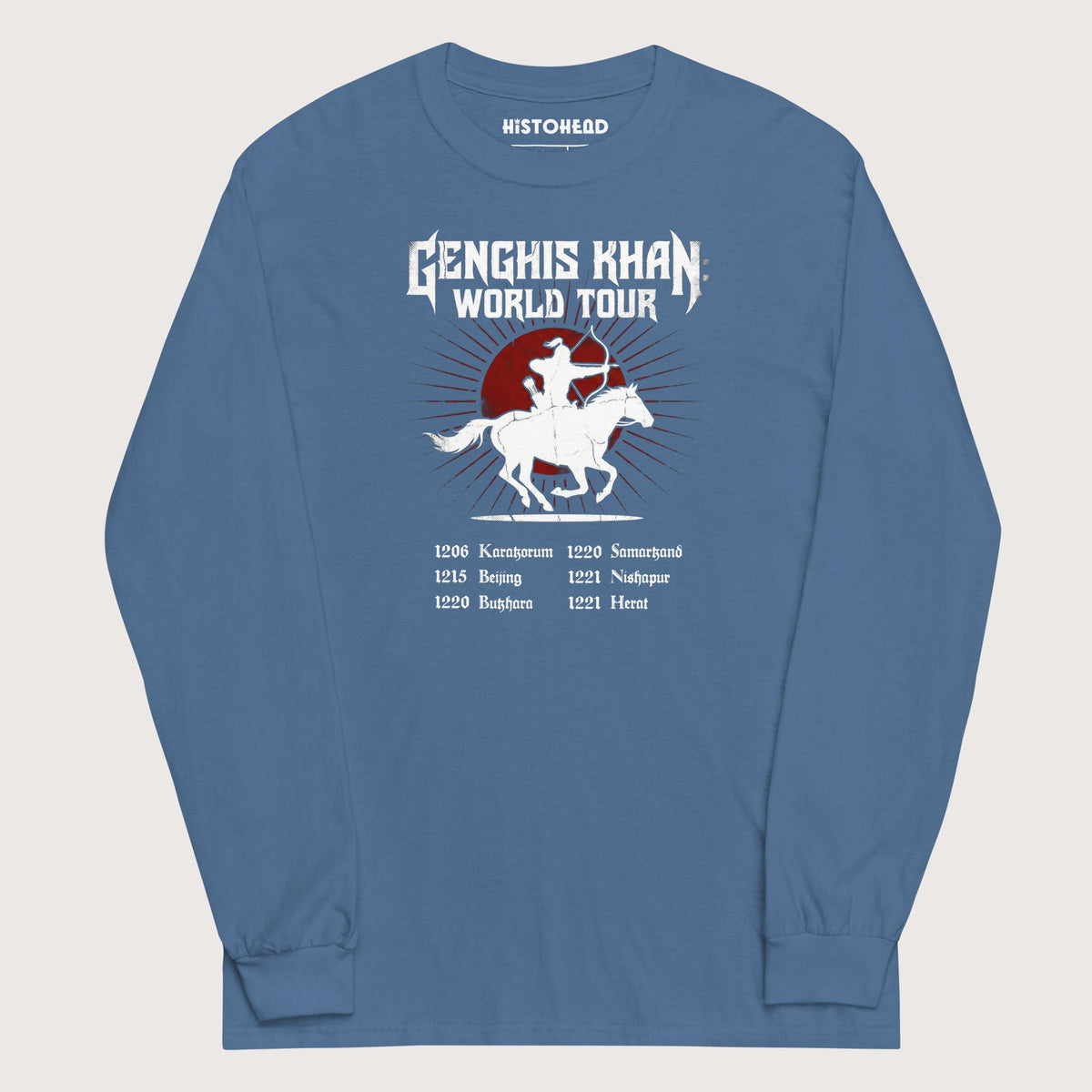 Indigo Blue Genghis Khan World Tour - Long Sleeve - history buff gift by HistoHead