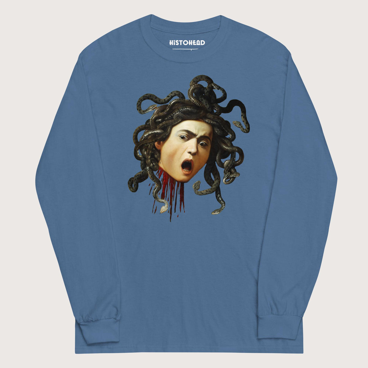 Indigo Blue Medusa by Caravaggio - Long Sleeve - history buff gift by HistoHead
