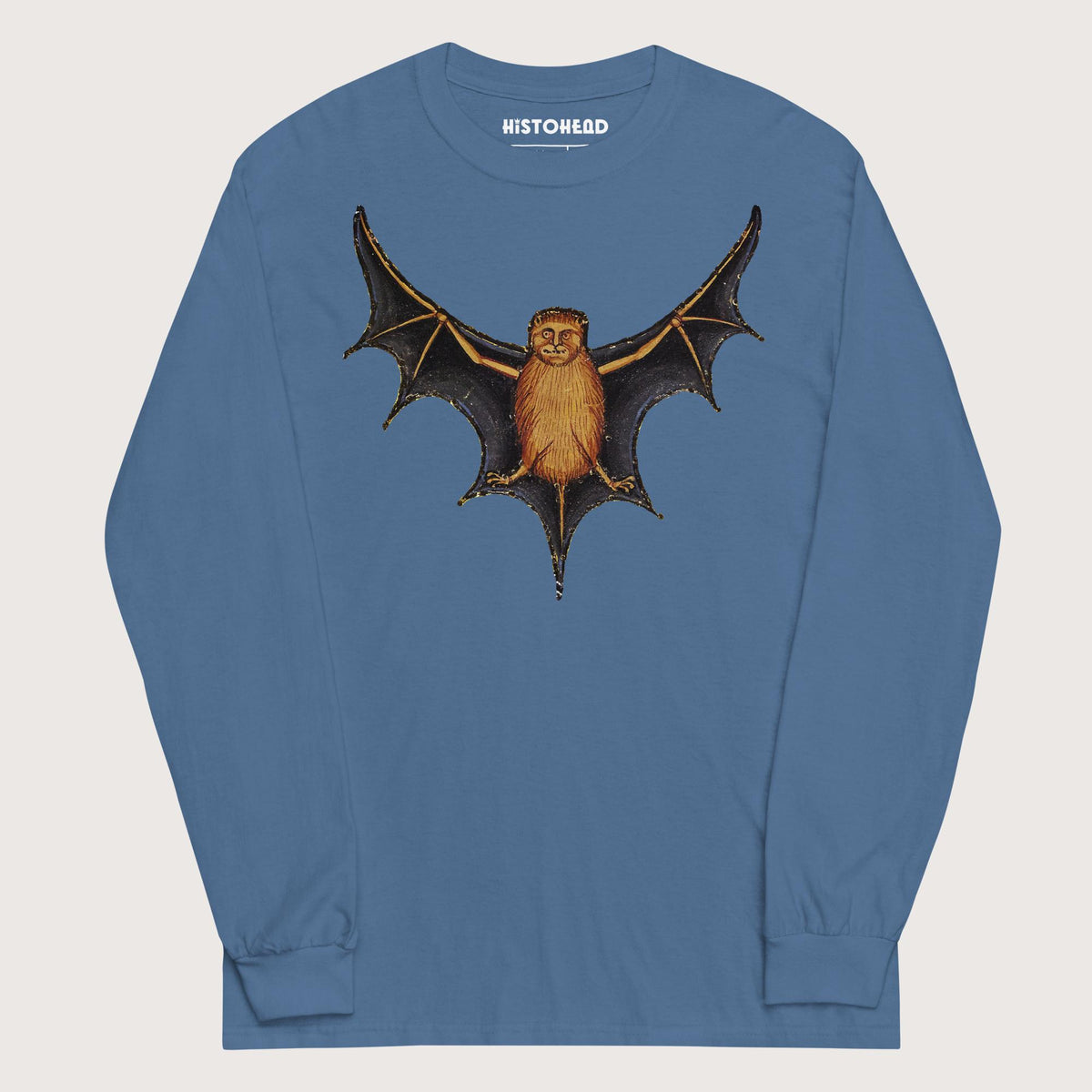 Indigo Blue Weird Medieval Bat - Long Sleeve - history buff gift by HistoHead