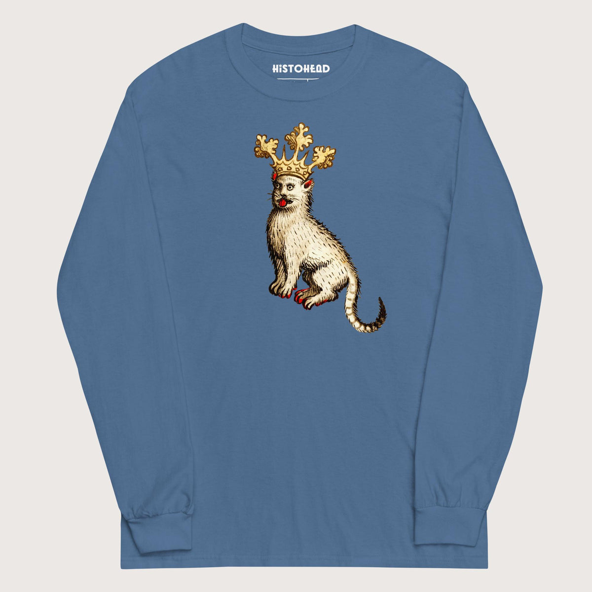 Indigo Blue Medieval Cat King - Long Sleeve - history buff gift by HistoHead