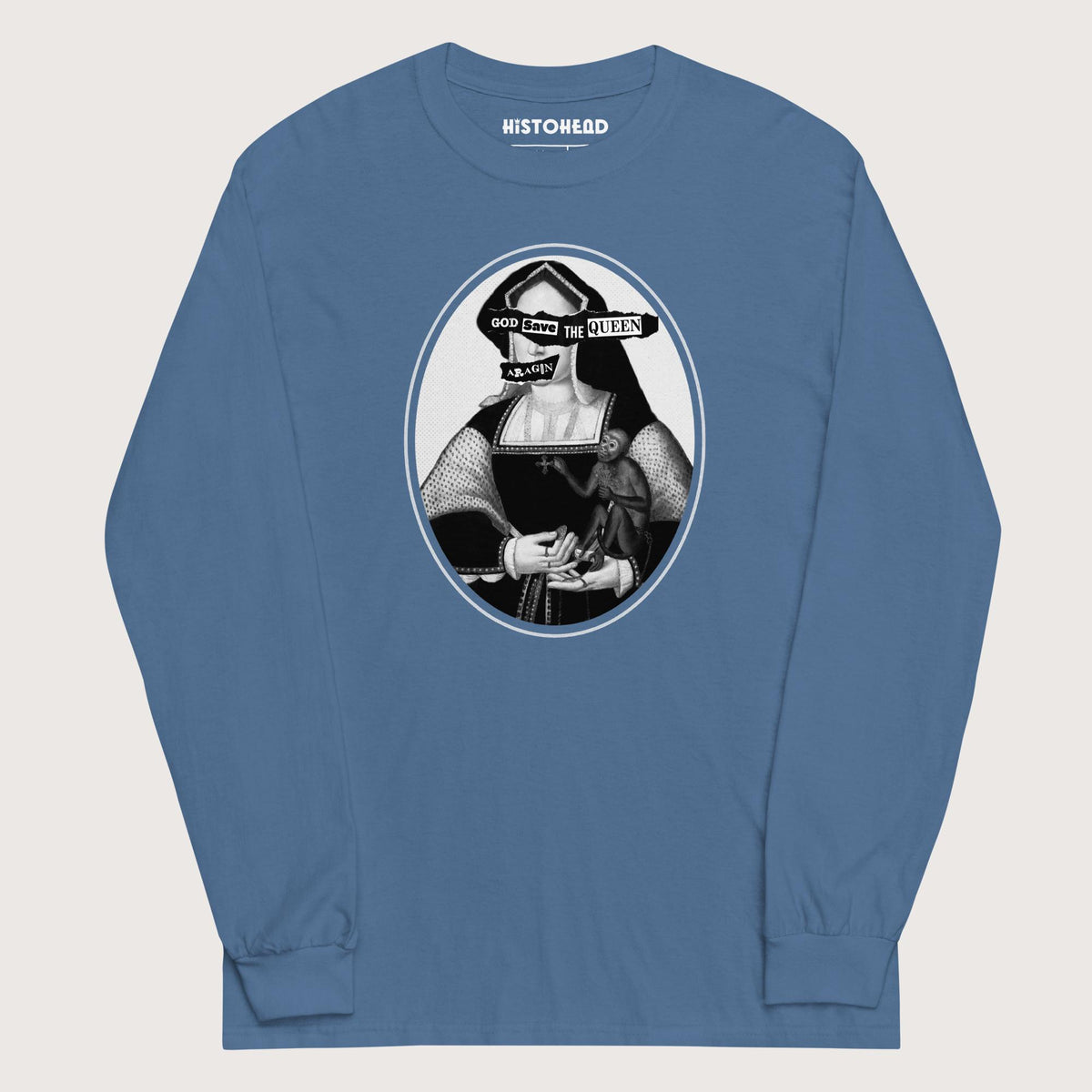 Indigo Blue God Save the Queen Katherine of Aragon - Long Sleeve - history buff gift by HistoHead