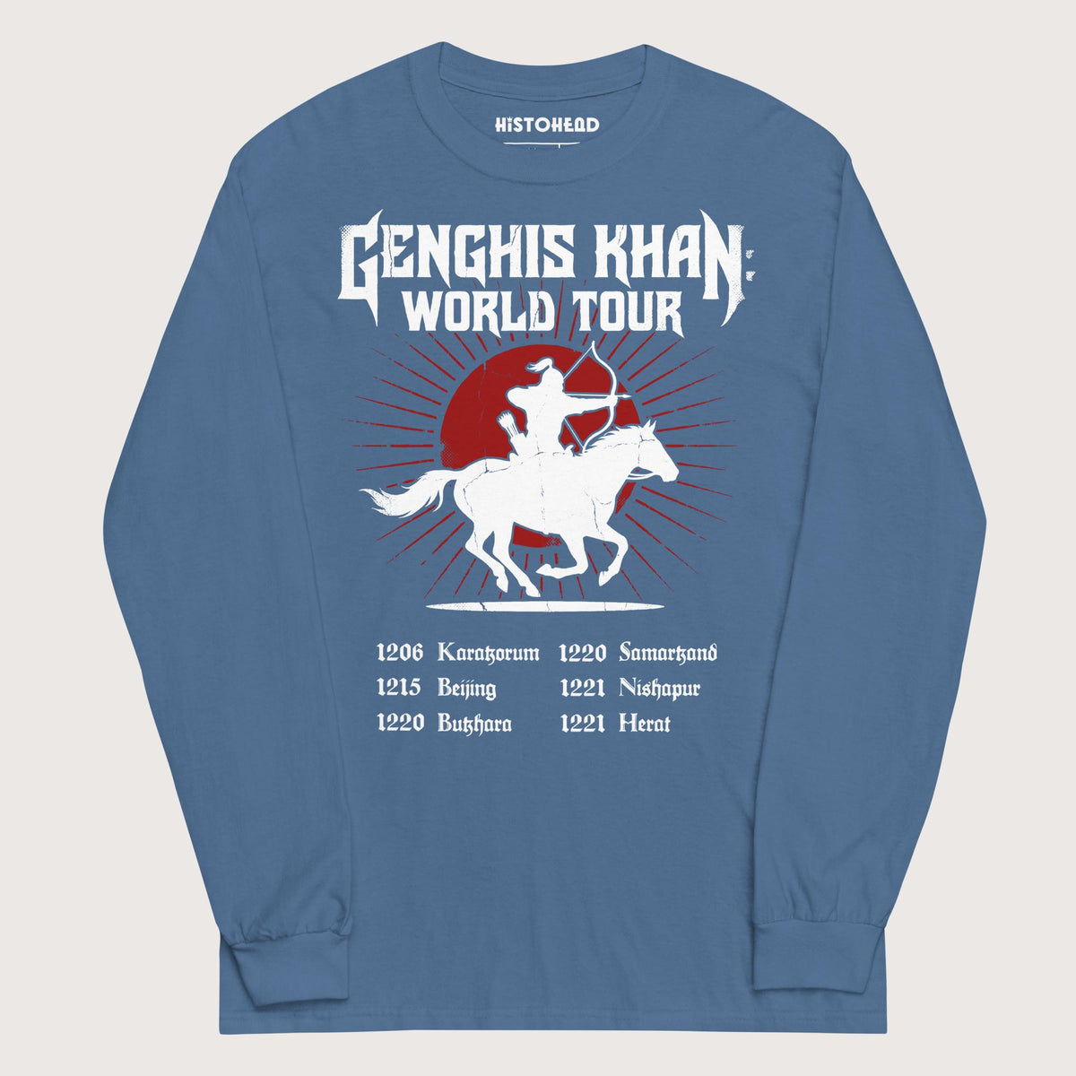 Indigo Blue Genghis Khan World Tour - Long Sleeve - history buff gift by HistoHead