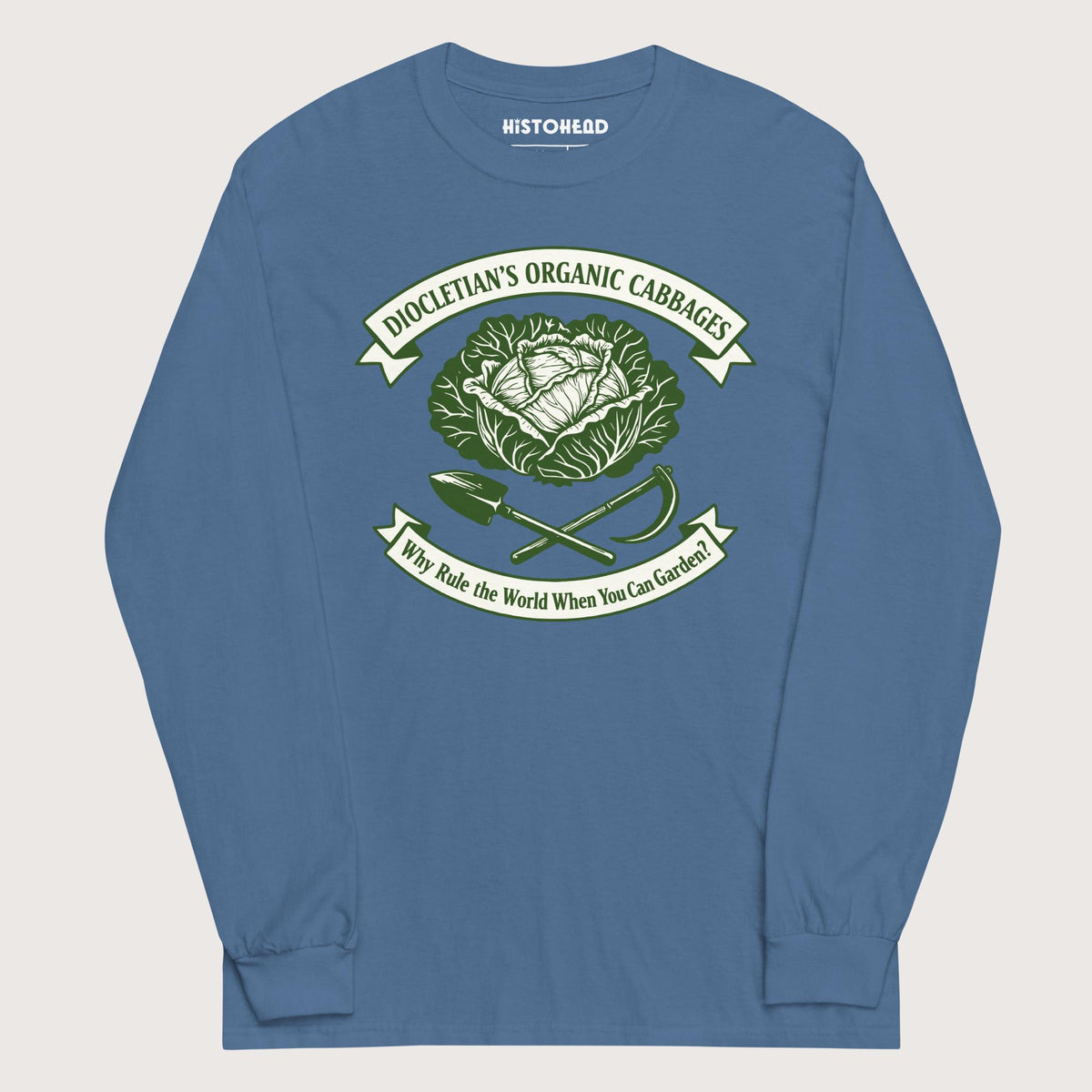 Indigo Blue Diocletian's Cabbage - Long Sleeve - history buff gift by HistoHead