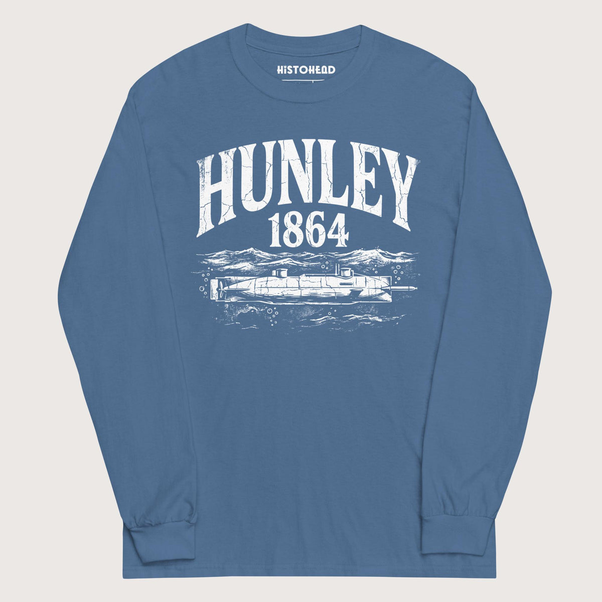 Indigo Blue Hunley Submarine - Long Sleeve - history buff gift by HistoHead