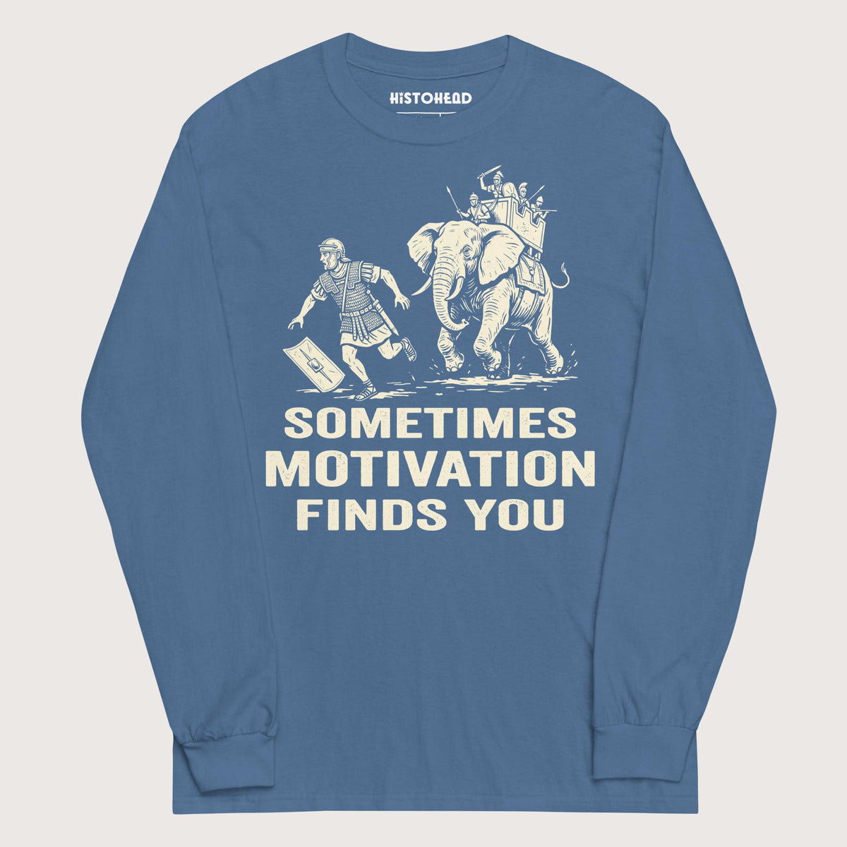 Indigo Blue Motivation Finds You War Elephant Edition - Long Sleeve - history buff gift by HistoHead